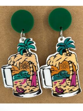Acrylic Beach Theme Drink Stud Earrings